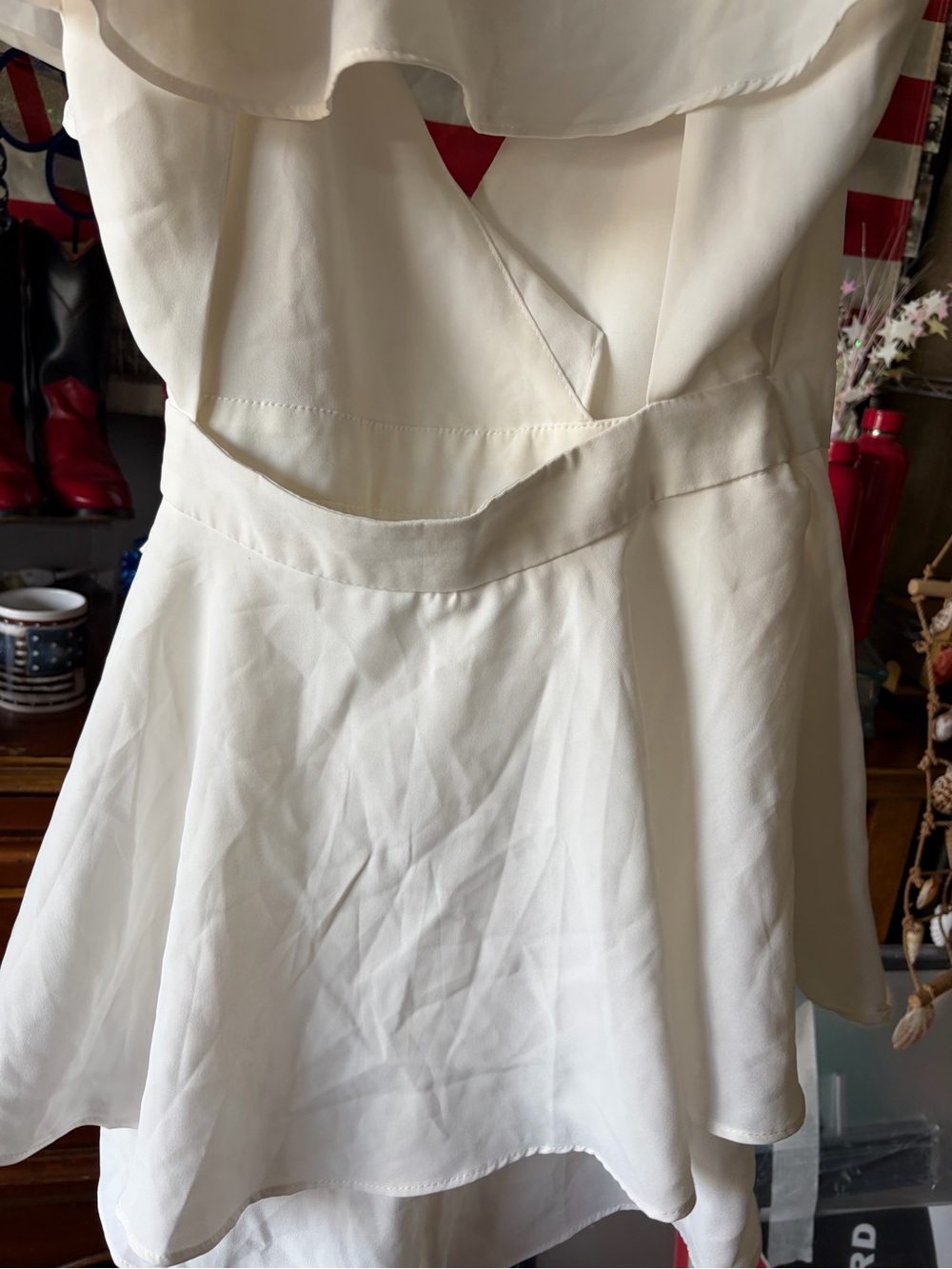 Lulu's Ivory Ruffle Wrap Backless Top - Picture 7 of 8